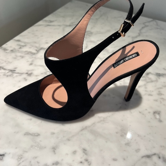 Giorgio Armani Pumps Suede Leather Ankle Strap Heel Size 39 - Picture 2 of 10